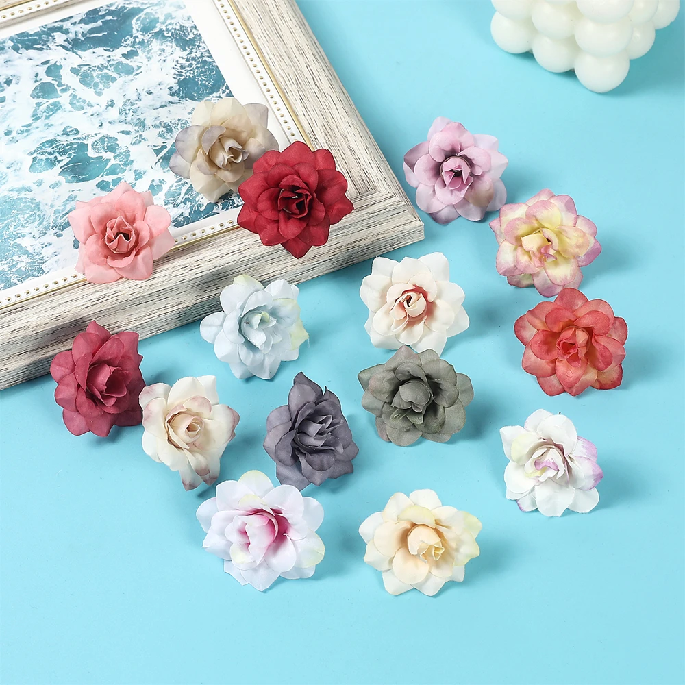 10/20/30Pcs Artificial Flowers Silk Rose Head For Home Decor Wedding Wall Decorations DIY Christmas Garland Scrapbooking Craft