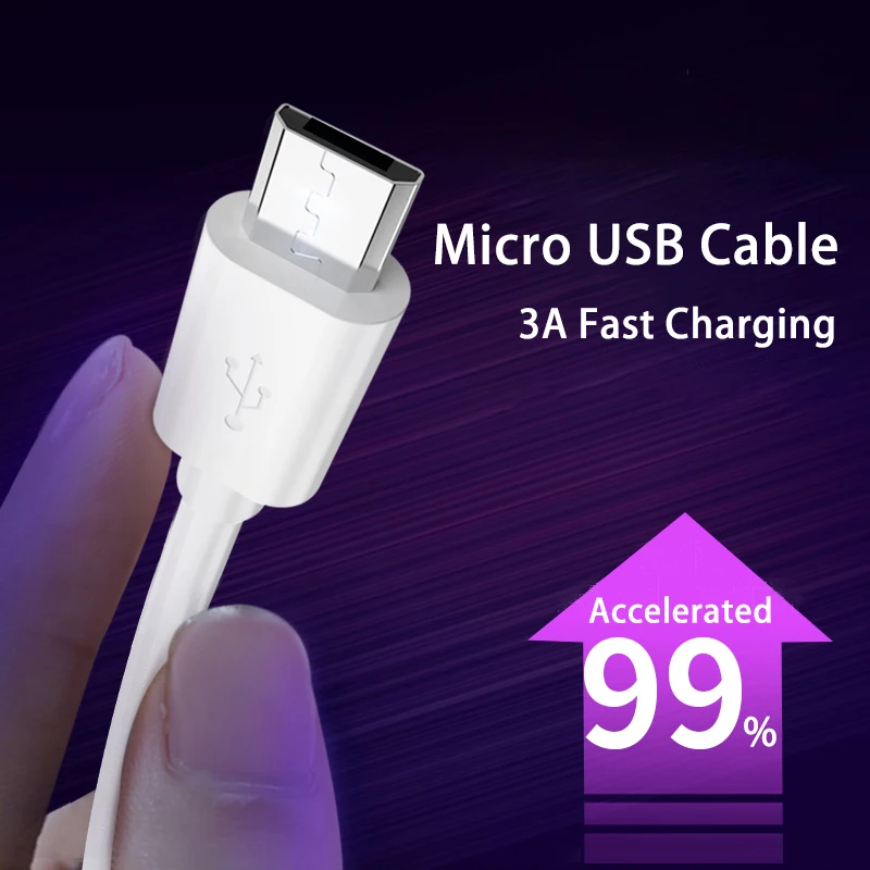 3A Fast Charging USB Micro Cable for Samsung Xiaomi Huawei V8 Android Mobile Phone Accessories Charger Charging USB Cable