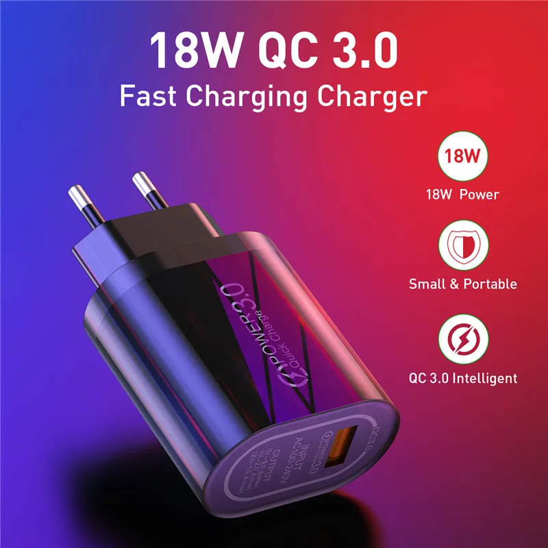 USLION 5V 3A Quick Charge 3.0 USB Charger for iPhone 15 MAX QC3.0 EU Wall Phone Charger Fast Charging Adapter For Samsung Xiaomi