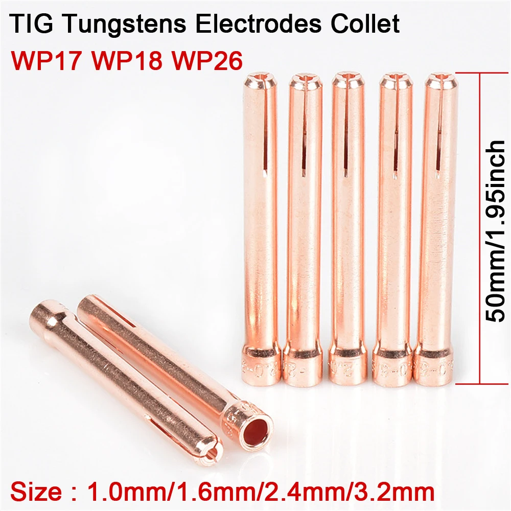 

Argon Welding TIG Torch Consumable 1.0mm 1.6mm 2.0mm 2.4mm 3.0mm 3.2mm WP17 WP18 WP26 TIG Tungstens Electrodes Collet