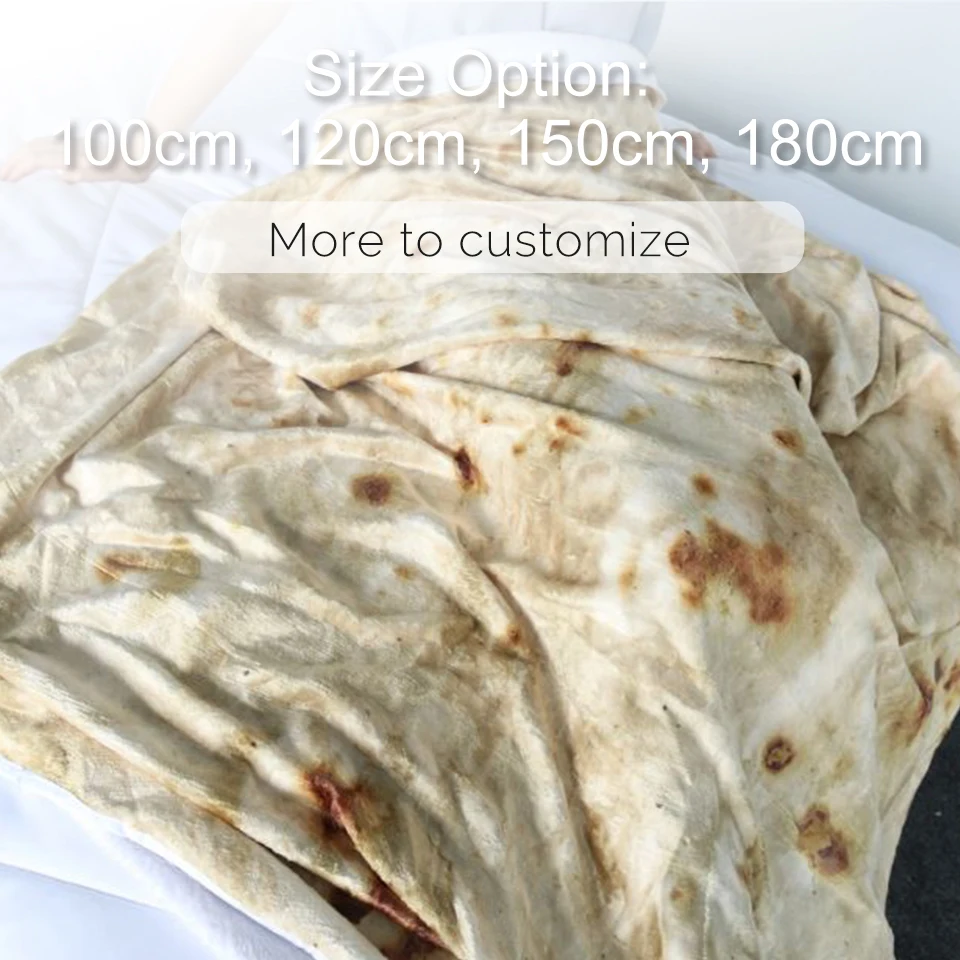 BeddingOutlet Burrito Tortilla Blanket Egg Pita Soft Blanket for Bed Warm Fleece Sofa Plaid Round Throw Pizza Nap Wrap manta