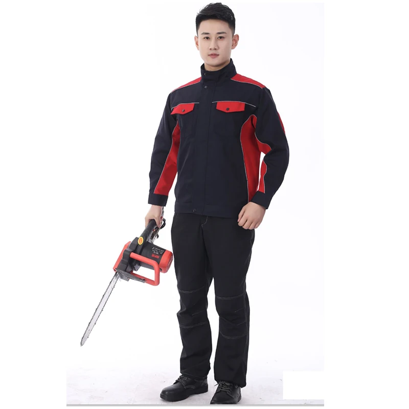 Work Clothes Suit Men Strong Wear-Resistant Auto Repair Workers Labor Insurance With Reflective Strips Workshop Custom Tooling