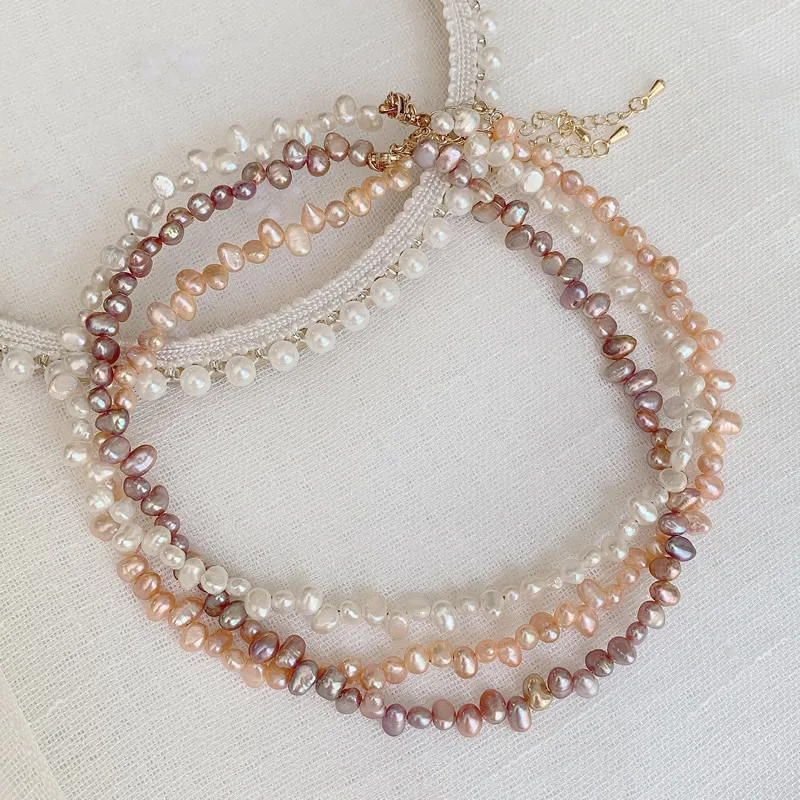 Fashion Natural Freshwater Pearl Necklace for Women Small Flower Water Drop Irregular Baroque Pearl Choker Necklace Wedding Gift