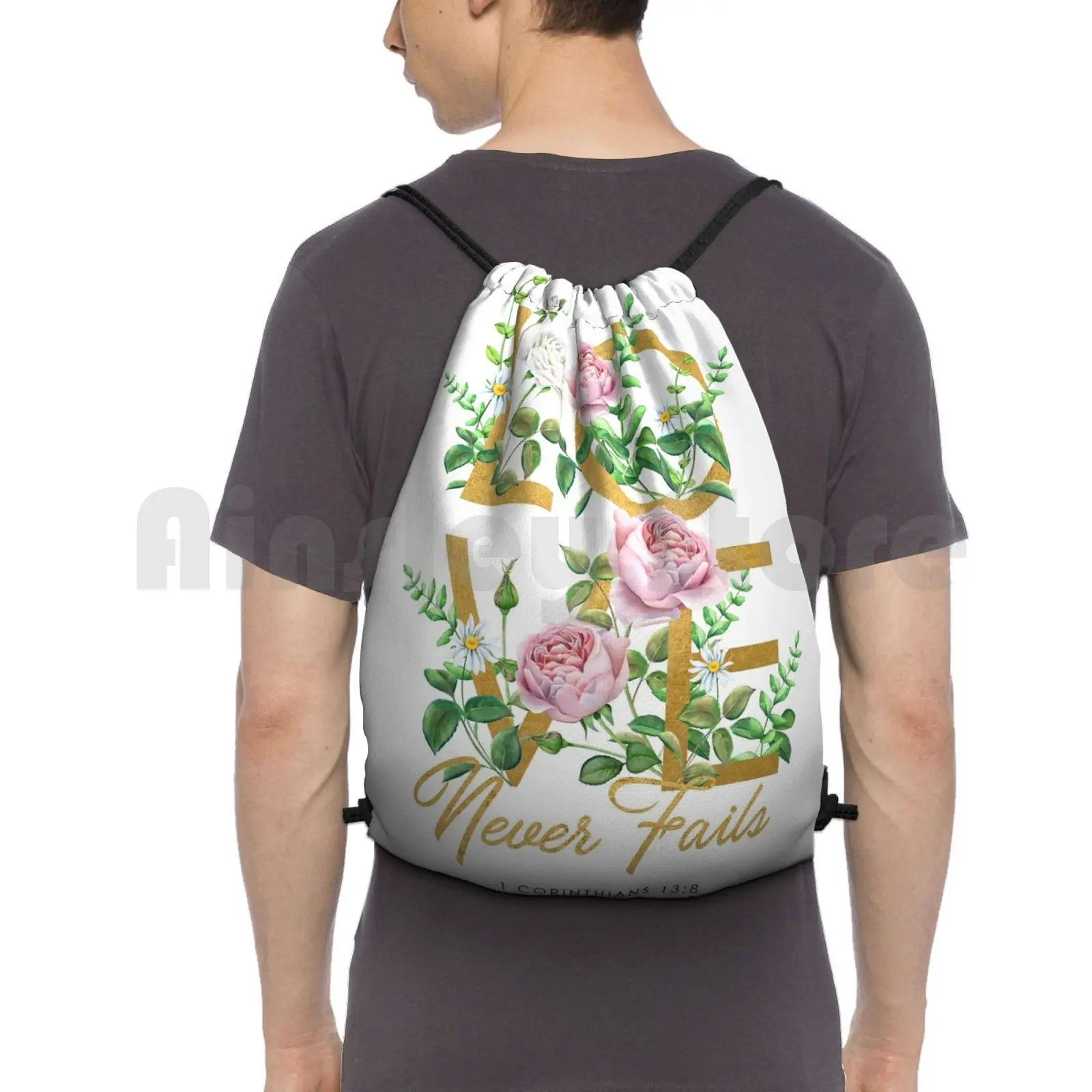 Love Never Fails Backpack Drawstring Bags Gym Bag Waterproof Love Never Fails Jw Jw Arts And Jenielson Design Jw Ideas