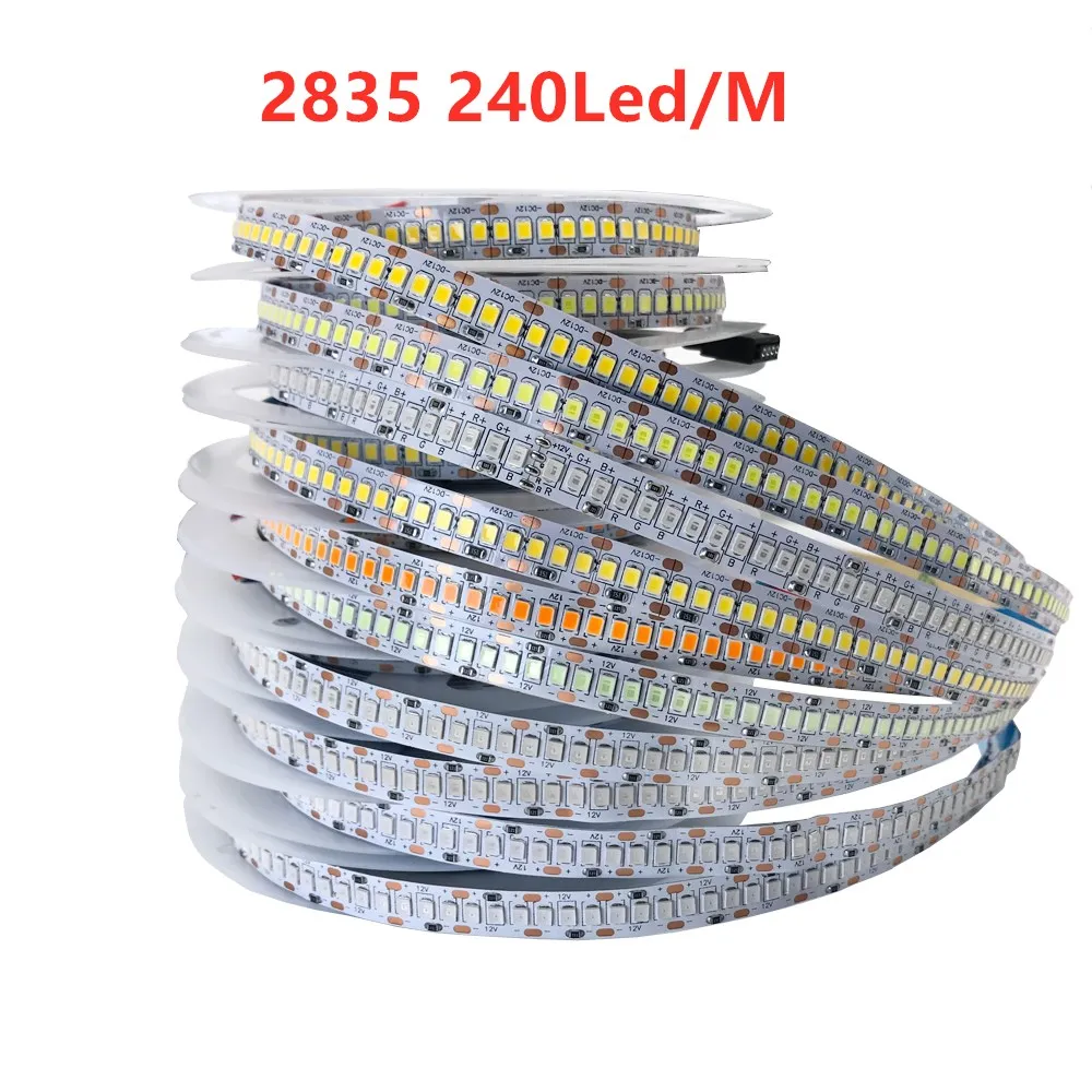 5 12 24 V Volt Led Strip Light SMD 2835 60/120/240 Branco À Prova D\' Água 5 V 12 V 24 V LED Strip Fita Lâmpada Tira de Luz Para Quarto