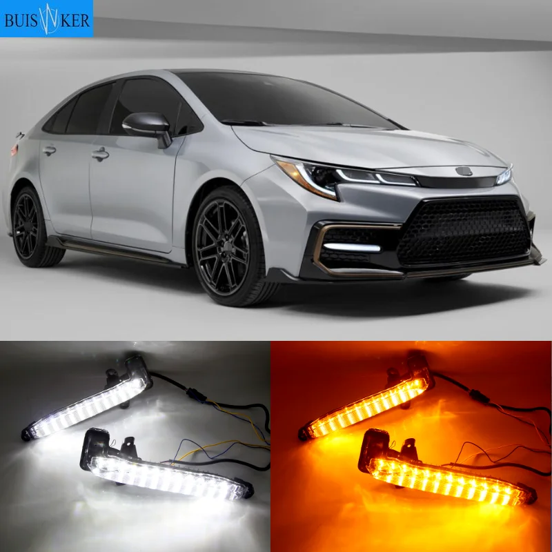 

1Pair Dynamic Yellow Turn Signal Car DRL Lamp LED Daytime Running Light Fog lamp For Toyota Corolla SE/XSE US 2020 2021