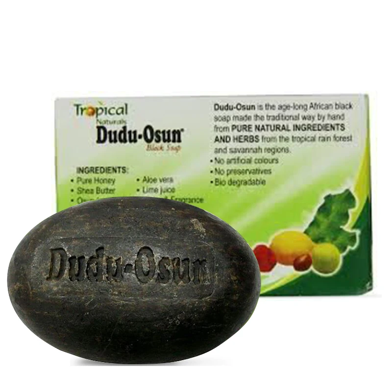 Sabonete Preto Natural Africano com Ingrediente Natural, Tropical Dudu Osun, Hidratação de Karité, Noir, Mel, Cacau, Aloe, 150g