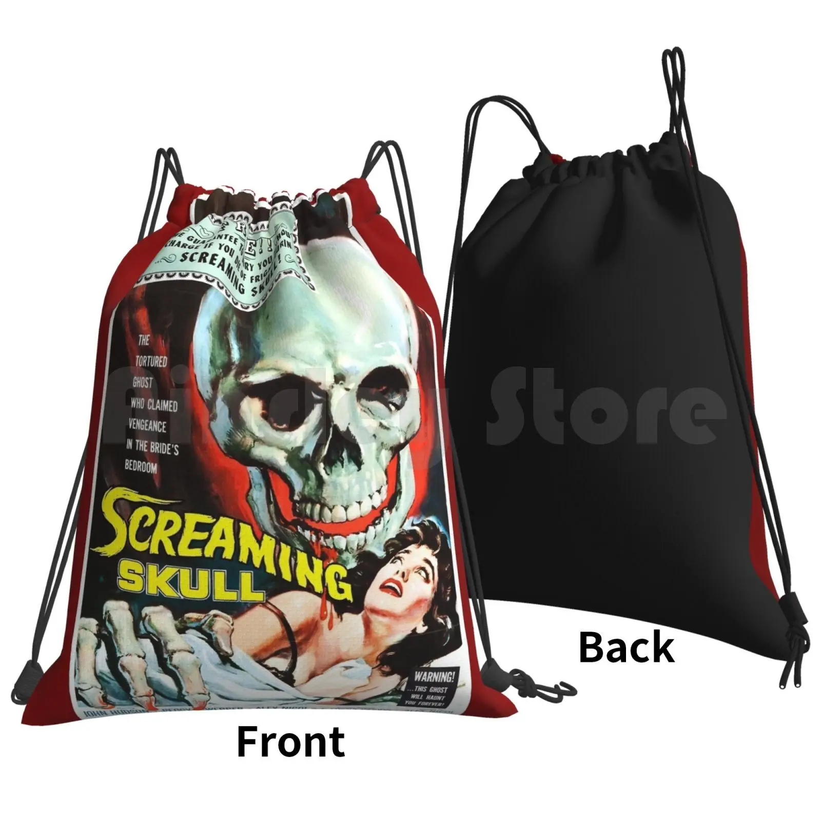 Screaming Skull B-Movie Backpack Drawstring Bag Riding Climbing Gym Bag B Movie Mst3k John William Peggy Webber Alex Nicol