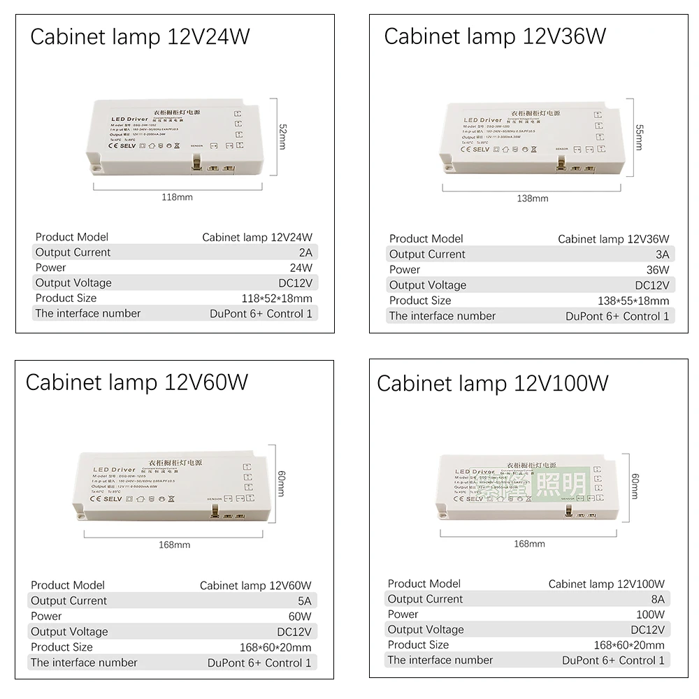 ZHMZH Ultra-thin LED Driver Cabinet Lamp Power Supply 24W AC 220v to DC 12v Lighting Transformers For Wardrobe Light