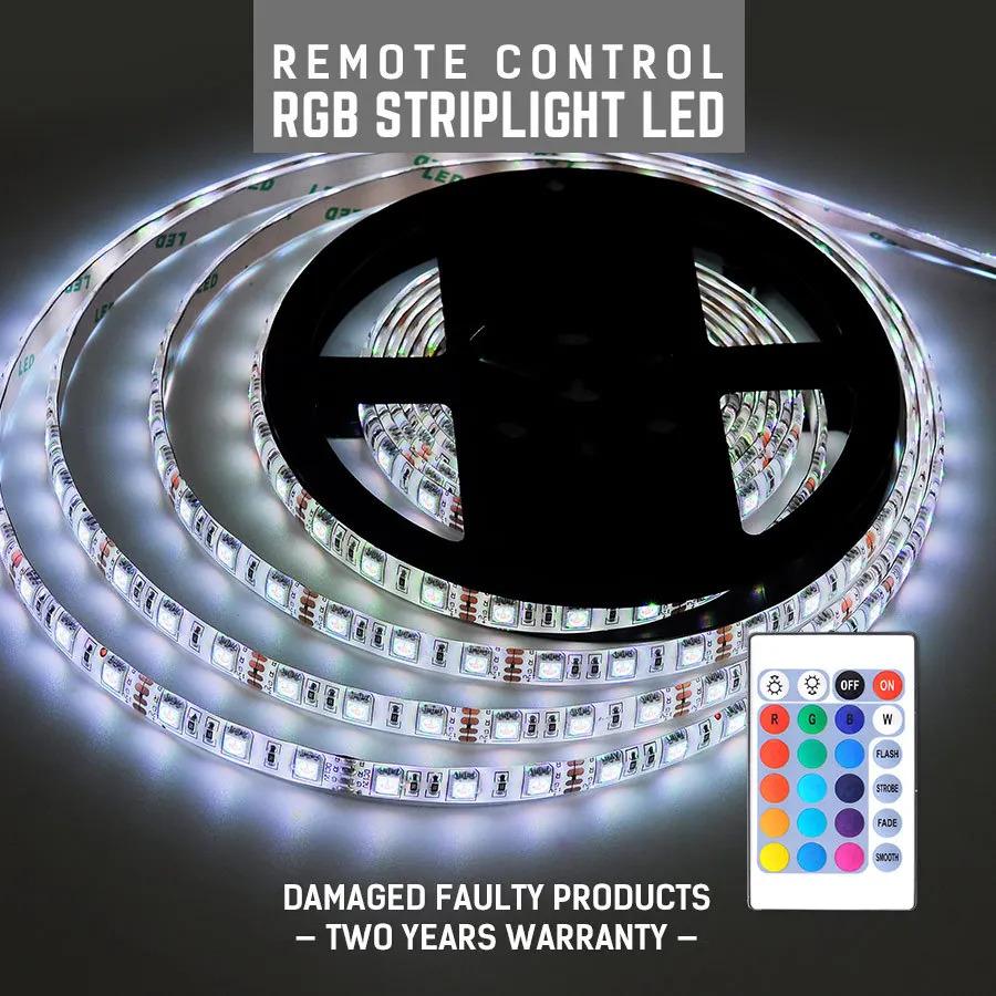 AC100-240V LED5050 Epoxy Waterproof RGB Light Strip + Remote Control + U.S. Adapter Support Dimming TV Backlight