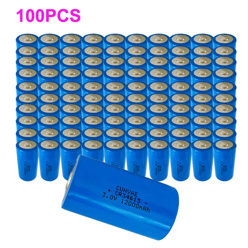 100PCS 3.0V D Size CR34615 Li-MnO2 Batteries 34615 3.0V 12000MAH Non-rechargeable lithium battery Alarms and security devices