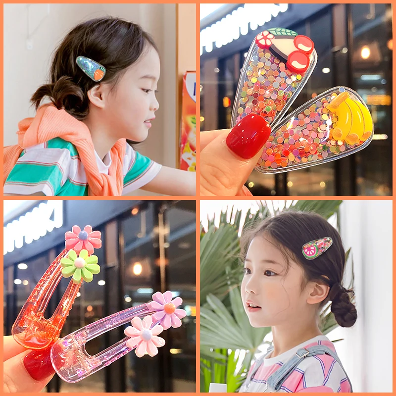 2020 Ins 1Set Girl Fruit Sequin Princess Shiny Colorful Baby Children Hair Clips Sweet Headwear Kids Hairpins Hair Accessories