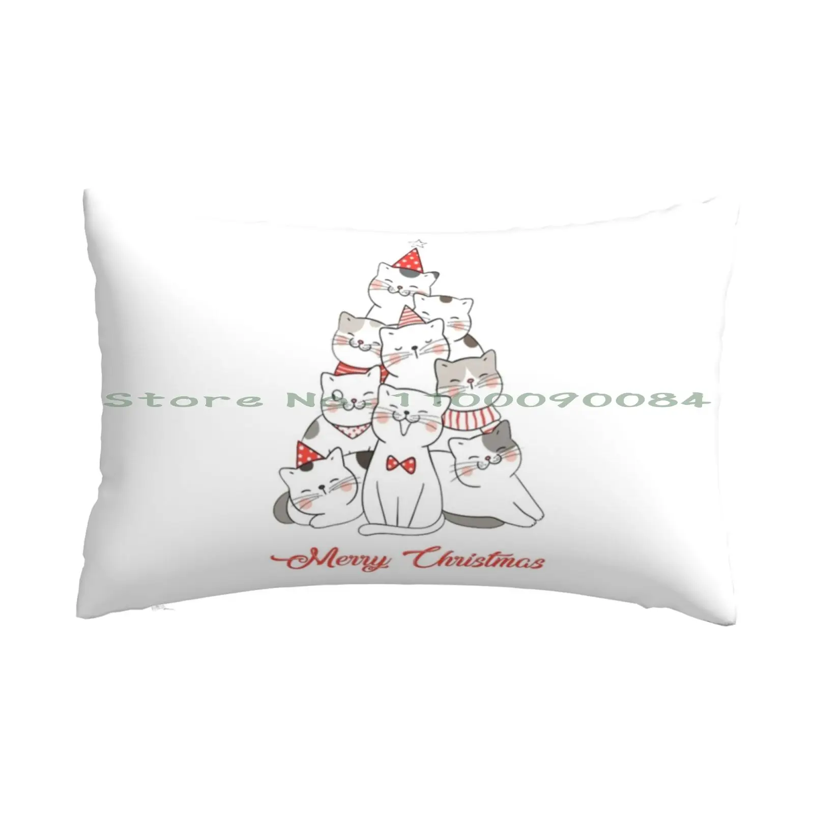 Подушка в стиле ретро «милый кот», «Рождественская елка»