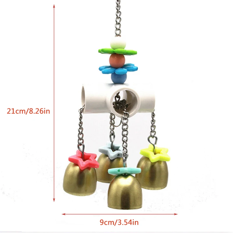 New Parrot Bird Chew Toys Hanging Swing with Bells Decor for Cockatoo Macaw