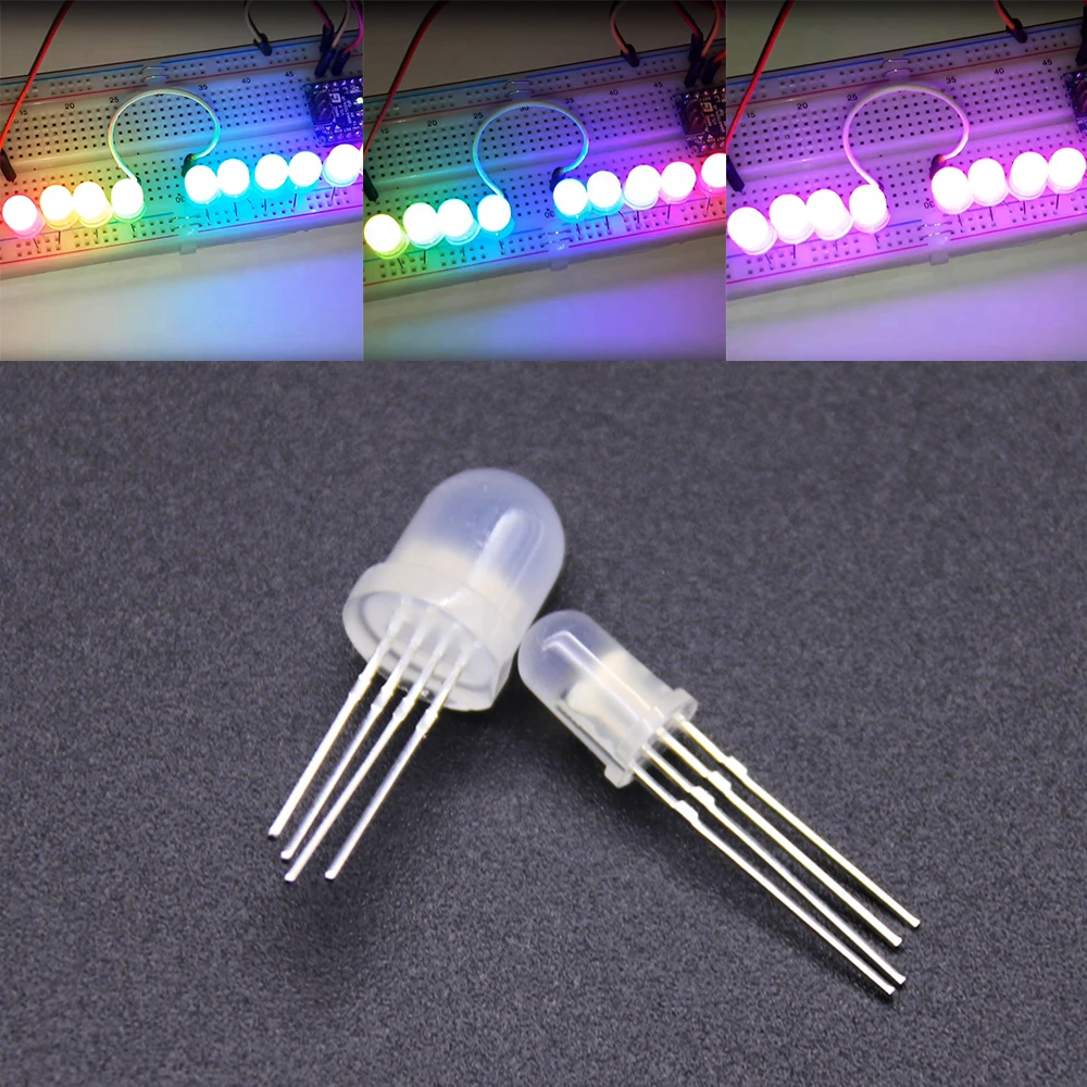 DC5V Diffused round hat RGB LED with WS2811 PL9823 APA106 chipset inside,5mm 8mm Neo pixel Arduino led chips RGB full color