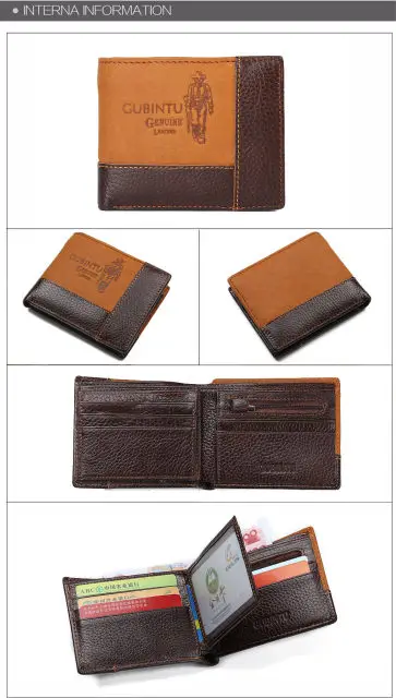 GUBINTU Men Wallets Genuine Cow Leather Short Design Card Holder Passcard Pocket Men High Quality Brand Male Wallet