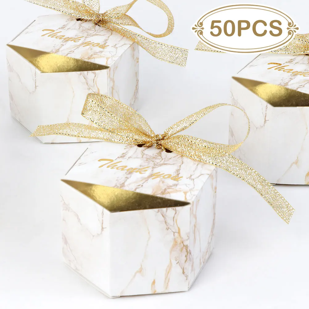 

OurWarm 30/50pcs Marble Style Candy Boxes creative Wedding Favors and gifts for Guest Party Supplies Paper Thank you Gift Boxes