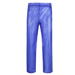 Clear Blue Man Transparent PVC Trousers Waterproof Pants Loosen Easy Drop Off