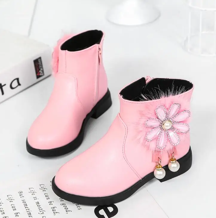 Shorha 2019 Autumn Winter Fashion Warm Children Boots Fashion Leather Shoes Girls Ankle Boots Kids Princess Shoes