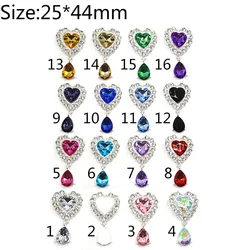 Acrylic Rhinestones Pendant Buttons, Mixed Color, DIY Handwork, Sewing, Decoration, Metal Accessories, 25x44mm, 10Pcs, Lot