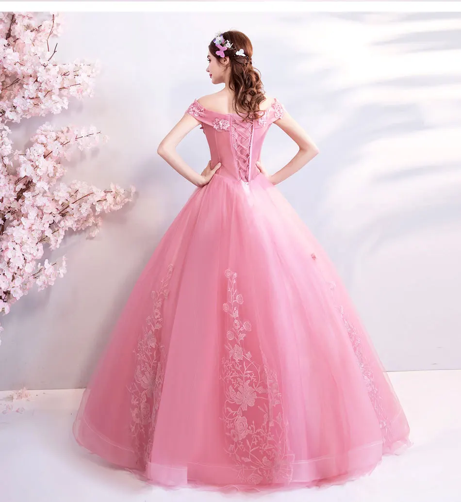 Quinceanera Dress 2021 Bean Pink Ball Gown 3D Flowers Princess Corset Lace Sparkles Sweet 16 Dresses Vestido De Debutante