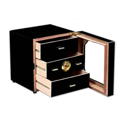 Luxury Red or Black Cedar Wood Cigar Humidor Cabinet Storage Box Hygrometer Humidifier