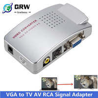 Grwibeou  PC Converter Box VGA to TV AV RCA Signal Adapter Converter Video Switch Box Composite Supports NTSC PAL for Computer
