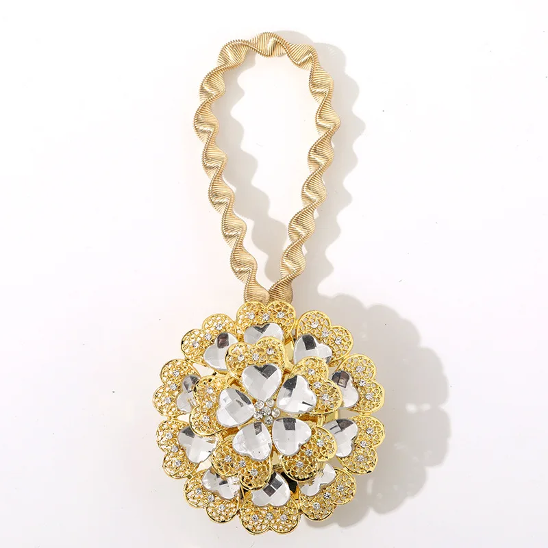 1 pc Magnetic Spring Curtain Clip Curtain Holders Tieback Hanging Diamond Big Flower Curtain Hooks Home Curtain Buckle Attache