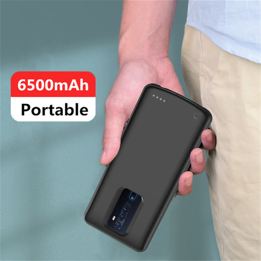 Ntspace Backup Power Bank Case Voor Oppo Reno 2 Batterij Case 6500Mah Slim Silocone Shockproof Powerbank Externe Opladen Case