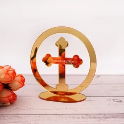 Personalized Name And Date Acrylic Mirror Cross For Prayer Baptism Gift Christian Wedding Party Table Decoration 10cm Height