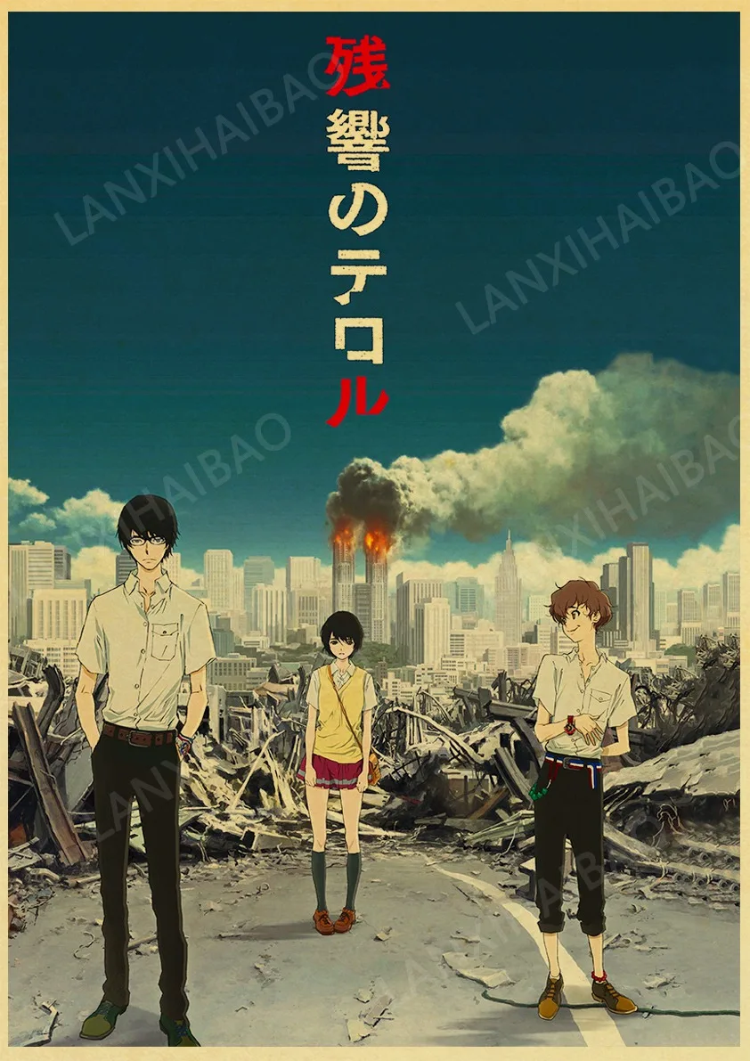 Zankyou No Terror in Resonance Poster Retro Kraft Paper Classic Anime Decoration Home Bedroom Bar Cafe Art Wall Stickers