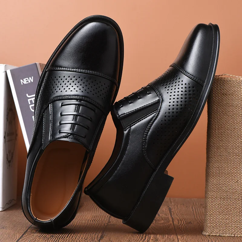 Breathable Summer Wedding Shoes Mens Dress Shoes  Cutout Business Leather Sandals Men Suit Office Shoes 2021 New