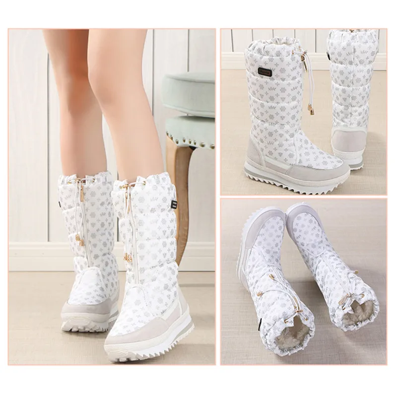 Women boots winter shoes women platform thick plush warm waterproof high snow boots botas mujer size 35-42