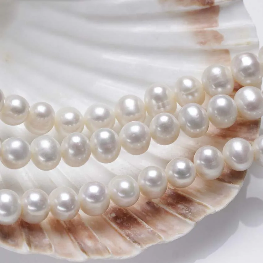 2 Strands 6-10 MM AA High Quality Natural Near Round Freshwater Pearl  Loose Beads