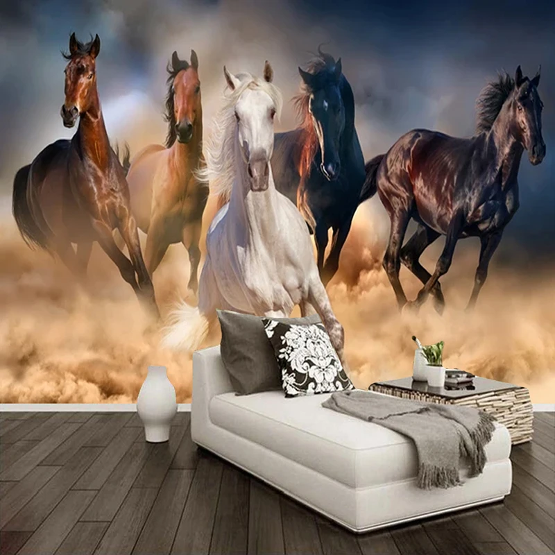 Custom Mural Wallpaper 3D Stereo Horse Animal Wall Painting Living Room Study Classic Home Decor Fresco Papel De Parede 3D