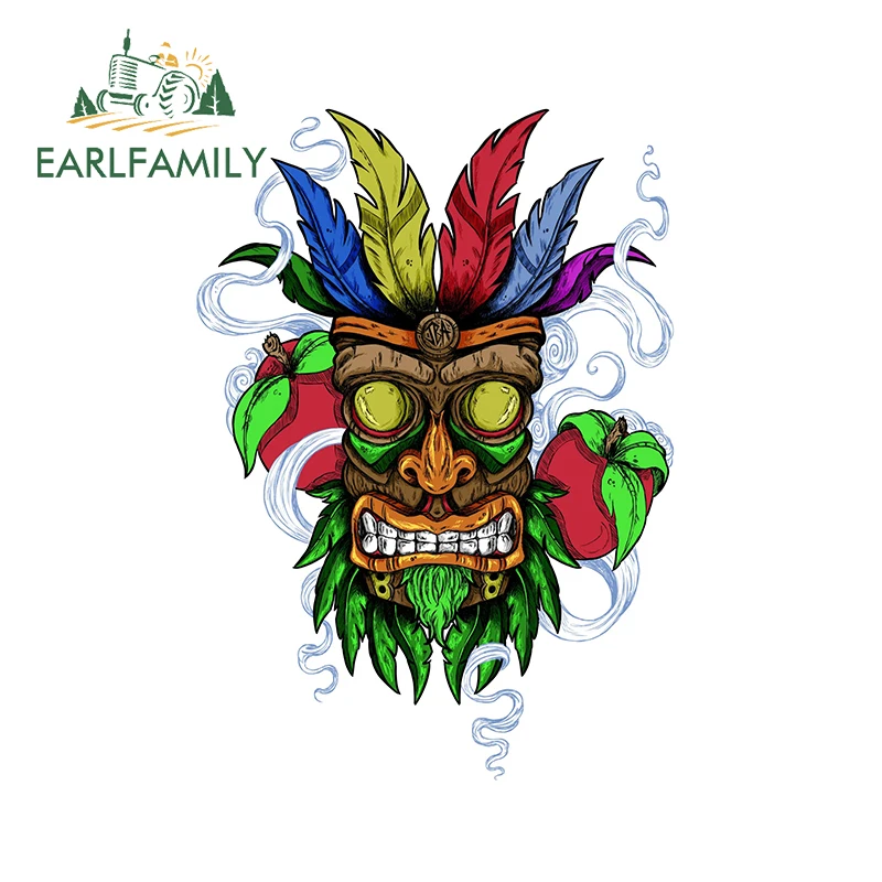 EARLFAMILY 13cm x 9.2cm for Hawaii Tiki Windshield Car Sticker Motorcycle Helmet Camper Snowboard Snowboard Surfboard DIY Decal