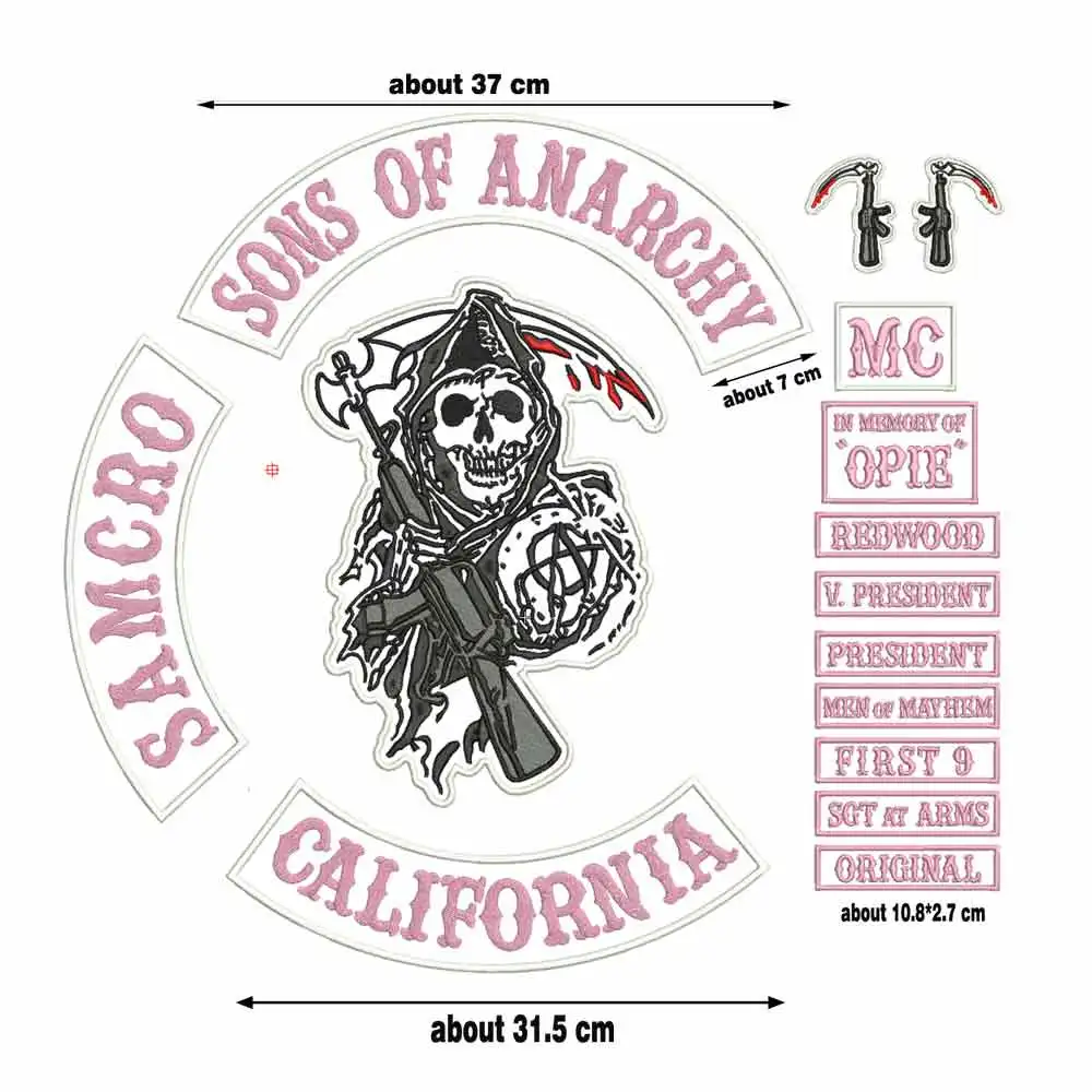 SON OF Anarchy USA rocker Patch Embroidered Applique Sewing Label punk biker Patches Clothes Stickers Apparel Accessories Badge