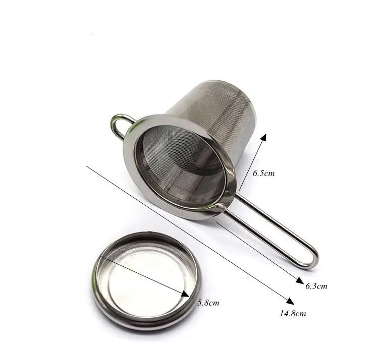 Teapot tea strainer with cap stainless steel loose leaf tea infuser basket filter big with lid SN3047