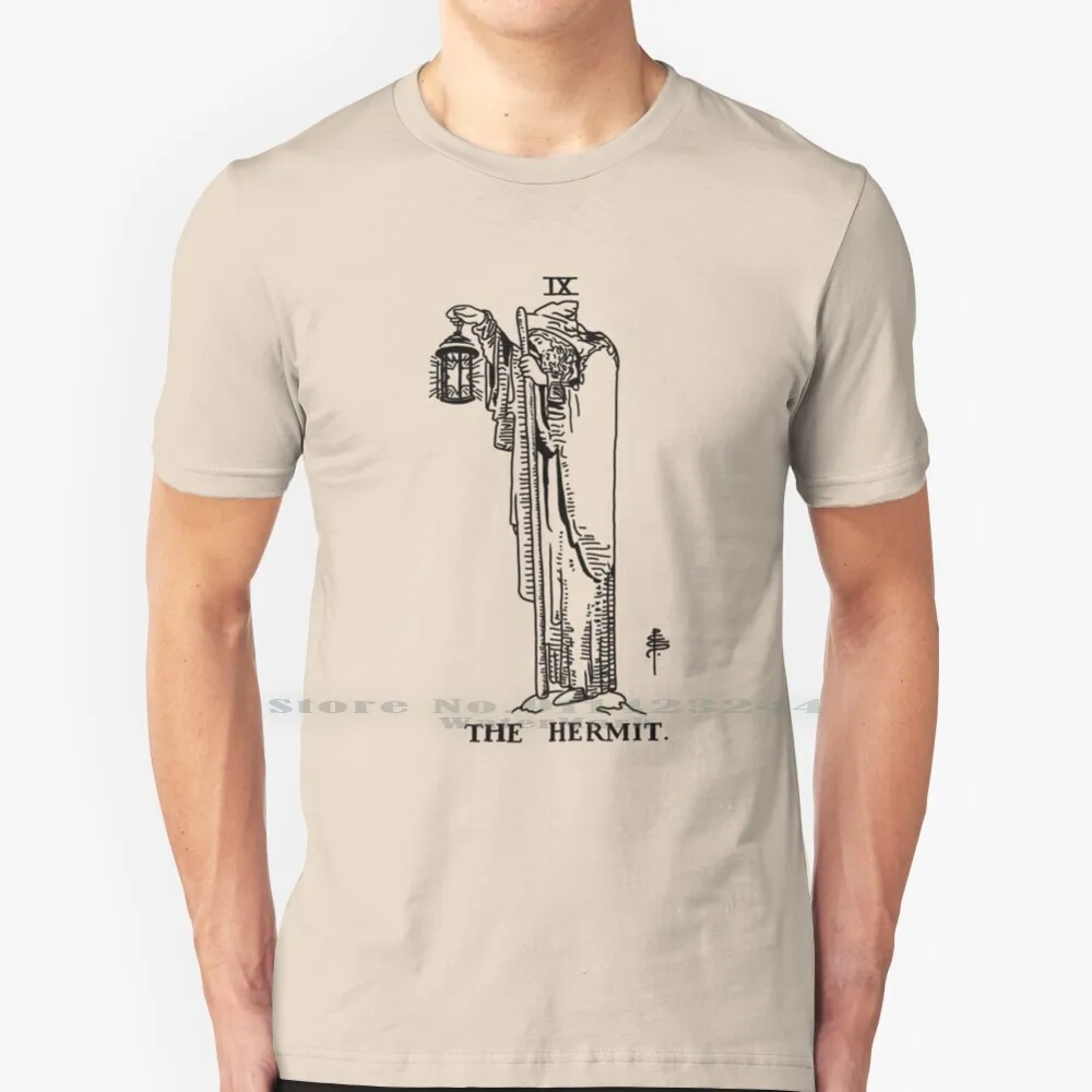 The Hermit Tarot Card 100% Cotton T Shirt Tarot Fortune Telling Occult The Hermit Divination Magic Mysticism Rider Waite Loner