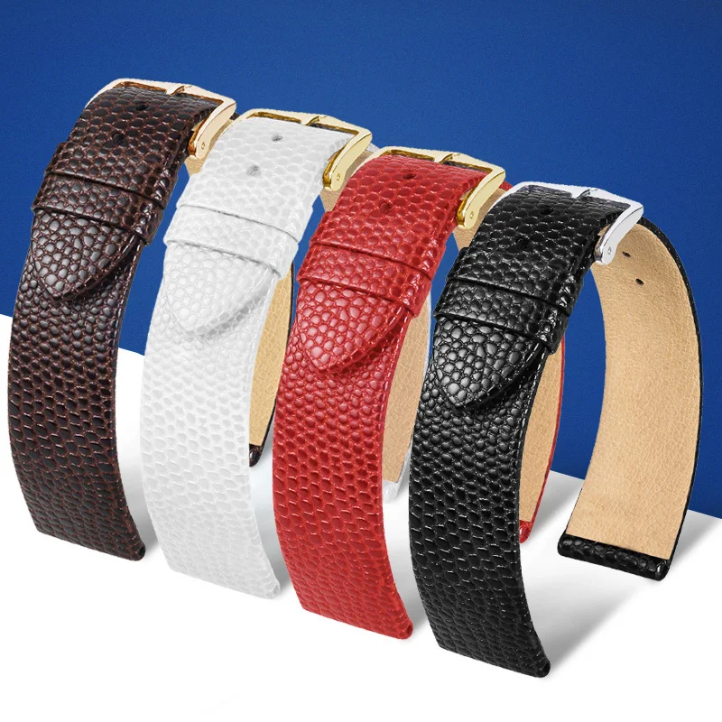 Yopo Ultrathin Lizard leather strap 14 16 18 20 22mm black white red brown with pin buckle strap for male and female