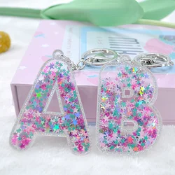 1PC Women Keychains Glitter Hollowed-out Words Handbag English Letter Keyring Charms