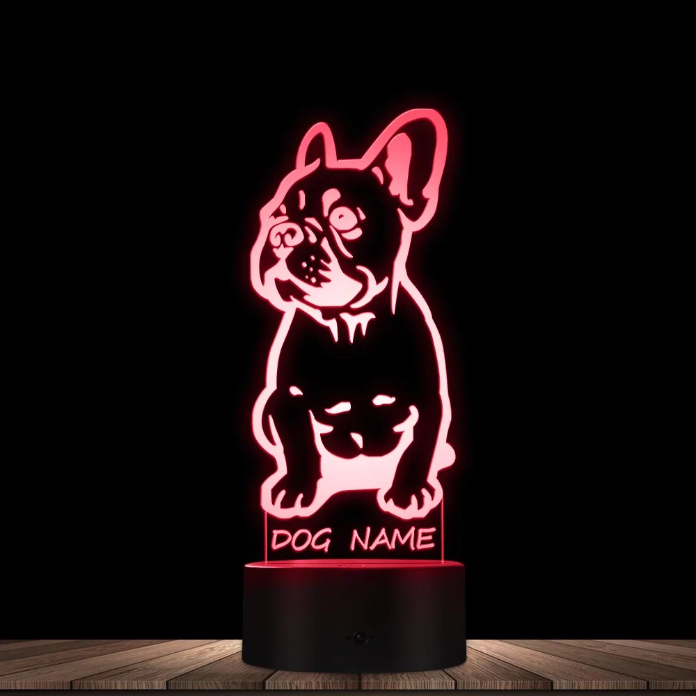 3D Effect French Bulldog Shape Desigend Visual Lamp 3D Optical Illusion Light Pet Puppy Dog Bedroom Night Light Decor Table Lamp