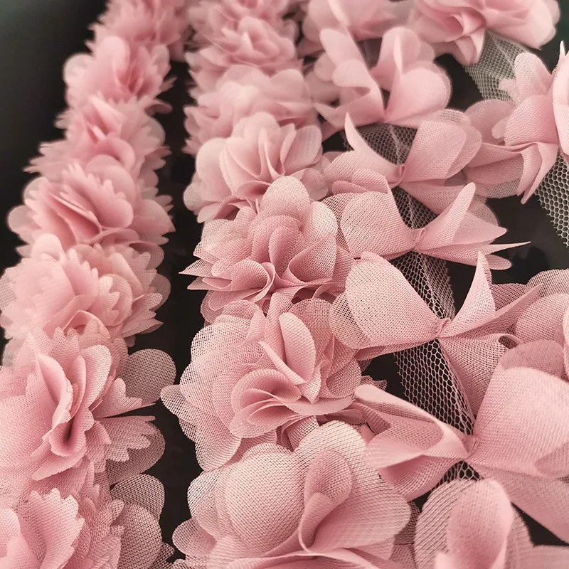 Pink Meat Chiffon Lace Fabric Ribbon Decoration Flower Gift Ribbon Handicraft Non-woven Fabric Bottom Laces 50mm Width