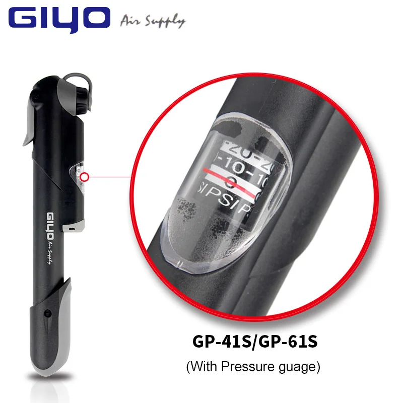 GIYO AV/FV Valve Bike Pump Adaptors MTB Road Bicycle Pump With Gauge Mini Cycling Pump Presta Schrader Tire Bicycle Air Inflator