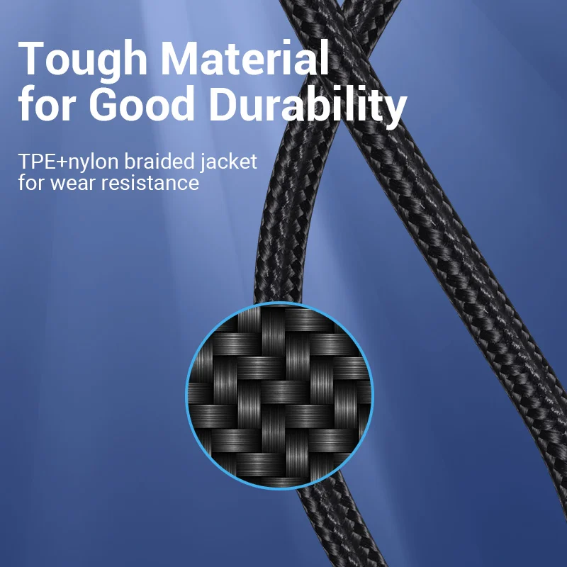 Vention 3A Reversible Micro USB Cable Nylon Fast Charging for Samsung Xiaomi HTC LG USB Charger Data Cable Mobile Phone Cable