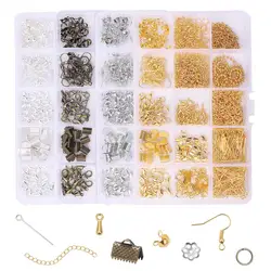 Jewelry Making Kit Earring Hooks Head Pins Jump Rings Clip Lobster Clasp Bead Cap Necklace Chain For DIY Jewelry Findings Set