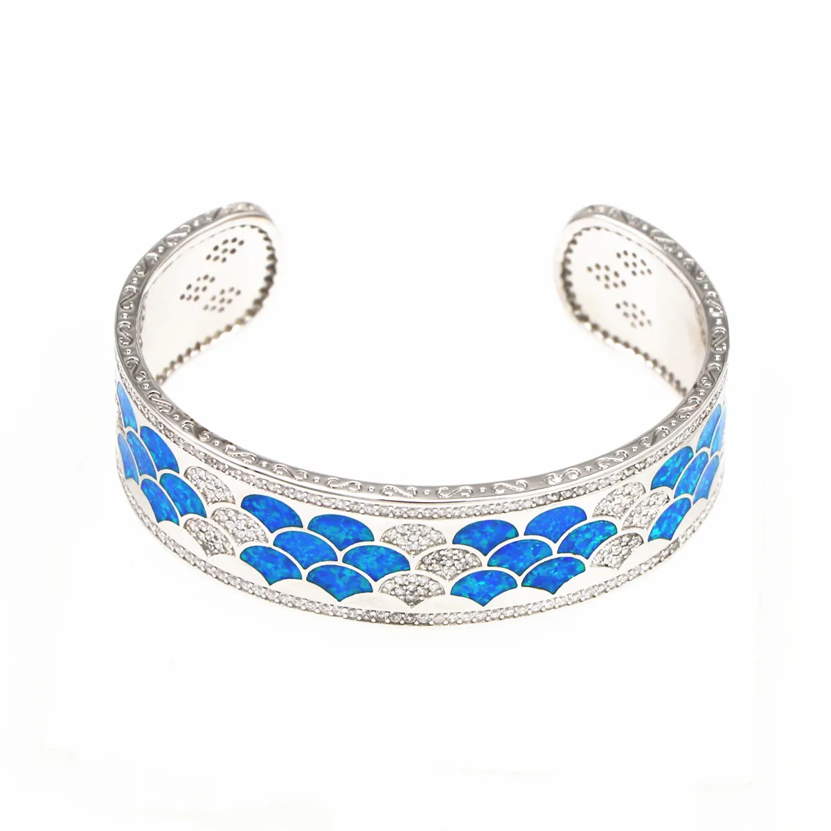 JLZ-055 New National Style Auspicious Cloud Pattern Women's Bangles Opal & 3AAA Zircon Bangles