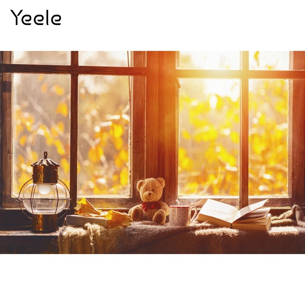 Yeele Autumn Interior Bear Window Light Table Bokeh Photography Backdrops Photographic Decoration Backgrounds For Photo Studio