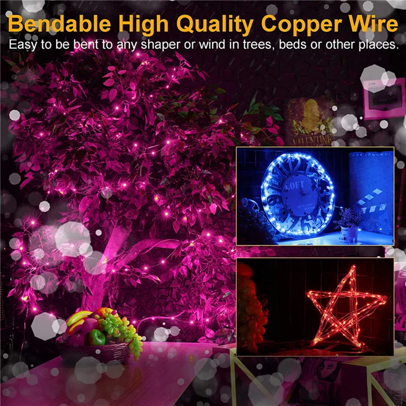 LED Light String Fairy Lights Copper Wire Christmas Garland Outdoor Garden Waterproof Indoor Bedroom Wedding New Year Decor