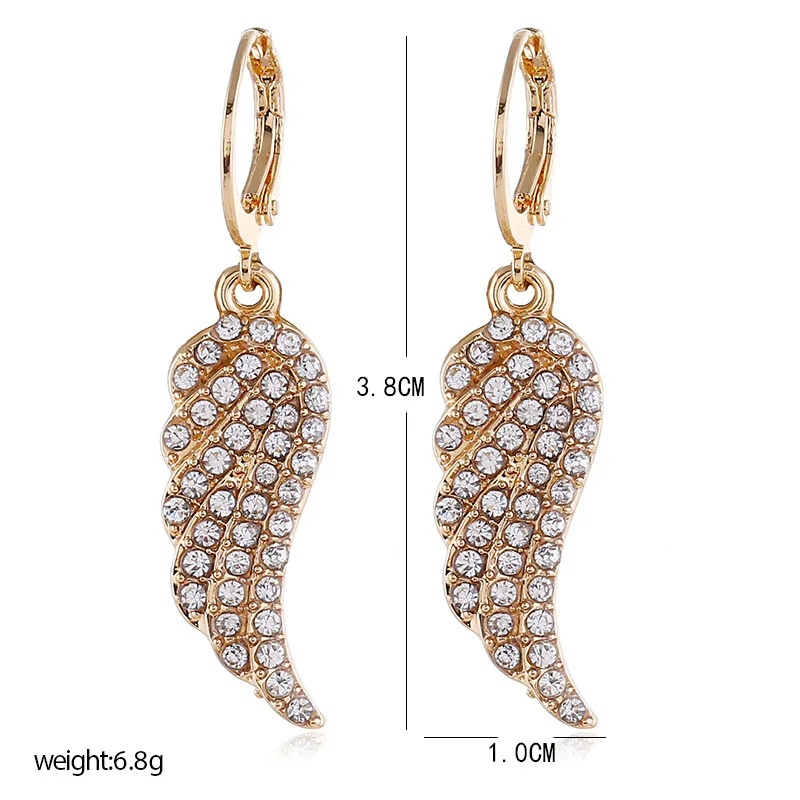 New Korean Angel Wings Drop Earrings for Women Creative Temperament Crystal Statement Unusual Earring Valentine's Day Gift